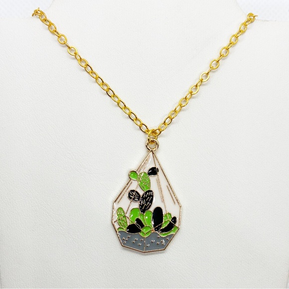 Jewelry - Necklace Cactus Plant Succulent Terrarium Flower Floral Spring Summer Boho Hippy